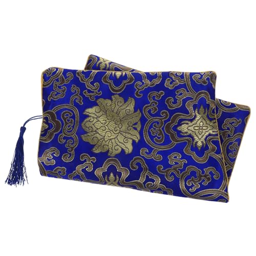 OSALADI Büchertasche Schreibwaren Reißverschluss Wiederverwendbar Aufbewahrungstaschen Beutel Notebook-Aufbewahrungstasche Bücher Tasche Mäppchen Büro-bleistifttasche Blau Die Seide von OSALADI