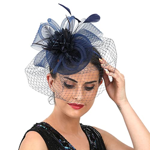 OSALADI Fascinator Hut Tea Party Hut mit Schleier Mesh Faei von OSALADI