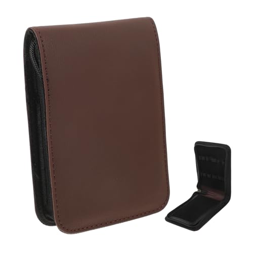 OSALADI Federmäppchen und Federmäppchen Stift -Anzeigekoffer Brunnenpenstfall Stiftkofferhalter Schreibwarenkoffer einzelne Federtasche Stifttransportfall Etui Stifteboxen PU-Leder Kaffee von OSALADI