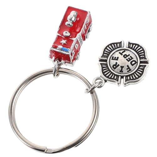 OSALADI Feuerwehr Schlüsselanhänger Metall Anhänger Farbenfrohes Feuerwehrauto Design Leicht und Kompakt Robustes Schlüsselring Zubehör für Schlüssel Rucksäcke Taschen für von OSALADI