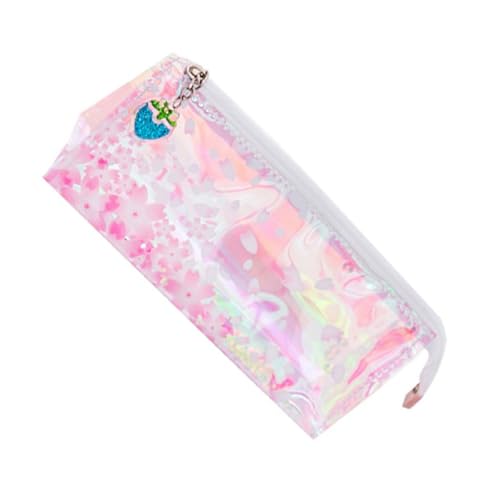 OSALADI Großes Federmäppchen Stifttasche mit Blumen Motiv Transparentes Reflektierendes Design Praktisches Schreibwarenetui für Schule und Studenten Vielseitiger Stiftebehälter von OSALADI