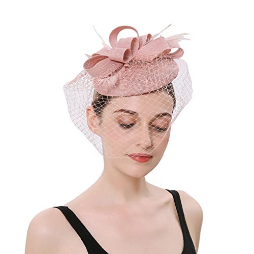 OSALADI Haarschmuck Brautschleier Faszinator Hat Elegant Fascinator Hut Stirnband mit Mesh- Schleiertee- Party- Stirnband für Damenhut Kopftücher Damen von OSALADI
