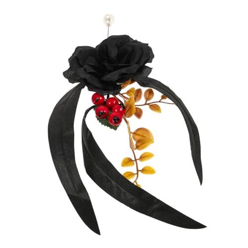 OSALADI Halloween Schwarze Rosenbrosche Damen Party Anstecknadel Ghost Design Leichte Blumenbrosche für Festliche Kleidung und Halloween Kostüm Accessoire von OSALADI