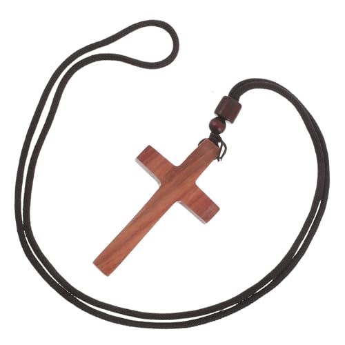 OSALADI Halskette Mit Kreuz Aus Holz Halskette Mit Kruzifix Anhänger Für Damen Handgeschnitzter Schmuck Für Religiöse Versammlungen Und Die Tägliche Mode von OSALADI