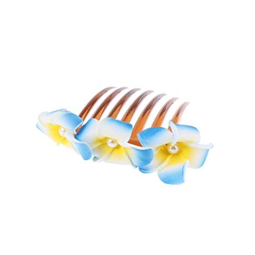 OSALADI Hochzeits Haarkamm Mit Kunstperlen Und Plumeria-blüten Eleganter Brautschmuck Für Damen Für Hochzeiten Partys Und Besondere Anlässe Blau von OSALADI