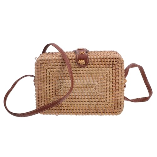 OSALADI Korbtaschen Damen Kleine Strohtasche Korbtasche Rattan-Tasche Boho-KöRbe Gewebte Rattan-GeldböRse Gewebte UmhäNgetasche -Tasche Mit Schultergurt von OSALADI