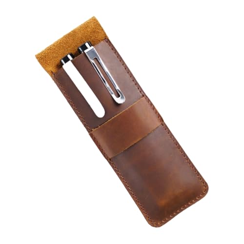 OSALADI Leder Stiftetui mit Retro Design Handgefertigtes Federmäppchen aus Echtem Rindsleder Robust und Praktisch für Schüler zur Sicheren Aufbewahrung von Stiften von OSALADI