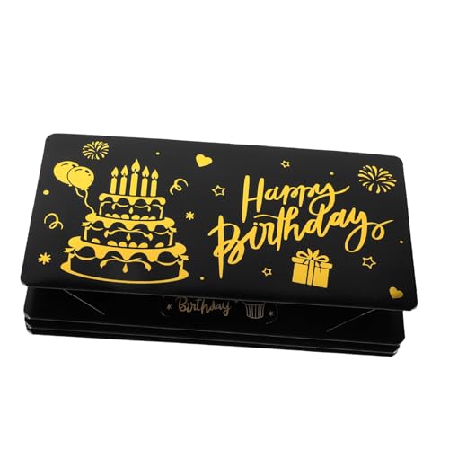 OSALADI Luxuriöser Geburtstag Geldumschlag mit Kartenfächern Eleganter Schwarzer Geldhalter für Männer Frauen Stilvoller Bargeld und Geschenkkartenhalter für Feierlichkeiten von OSALADI