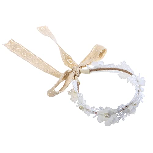 OSALADI Mädchenspitzenstirnbänder Für Kinder Blumenkranz Stirnband Elegante Haarbänder Blumen-haarbänder Aus Spitze Kinder Spitzenstirnband Kinder Kristall Braut Weiß Armband von OSALADI