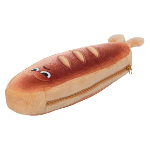 OSALADI Niedliches Kawaii Brot Federmäppchen Mit Reißverschluss Originelles Und Lustiges Design Für Schule Büro Und Makeup Organizer Für Erwachsene Braun Mit Viel Stauraum von OSALADI