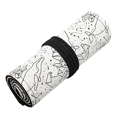 OSALADI Multi Funktions Bleistiftrolle Canvas mit Fächern Großer Kapazitäts Stifte Organizer für Schüler Künstler und Maler Praktischer und Langlebiger Bleistiftwickel für Unterwegs von OSALADI