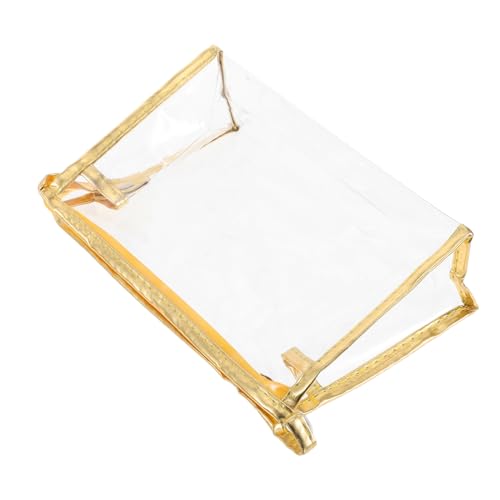 OSALADI Schreibwaren-Box Dünnes Federmäppchen Kleine Bleistifttasche Transparentes Federmäppchen Klares Federmäppchen Bleistiftbeutel Mit Reißverschluss Kleiner Bleistiftkoffer Golden PVC von OSALADI