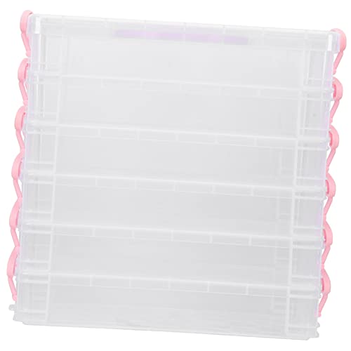OSALADI Stapelbare Transparente Stiftebox Mit Fächern Bleistift-Organizer Für Malstifte Aquarellstifte Bürobedarf Und Schreibwaren Abnehmbar Und Tragbar Transparent Mit Rosa Verschluss von OSALADI