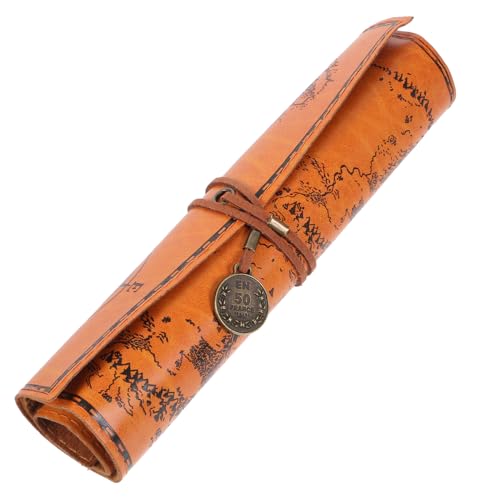 OSALADI Tragbare Bleistiftrolle für Mädchen Großes Federmäppchen mit 3 Fächern PU Material Dekorative Stiftwickeltasche für Schule und Büro von OSALADI