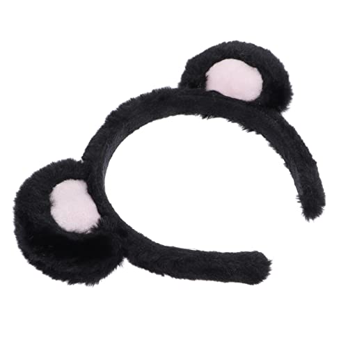 OSALADI Tier Ohr Stirnband Schwarzes Bären Ohren Stirnband Make- Up Waschlafe Haarband Accessoire Flauschige Bärenohren für Kinder Frauen Cosplay von OSALADI