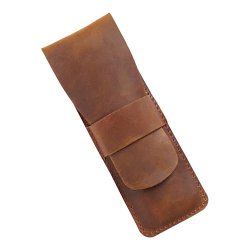 OSALADI Vintage Stil Leder Federmäppchen Stifttasche Retro Stift Organizer für Studenten und Büro Kompakte Stiftebox aus Robustem Echtleder Praktisches Schreibwarenetui Geschenkidee von OSALADI