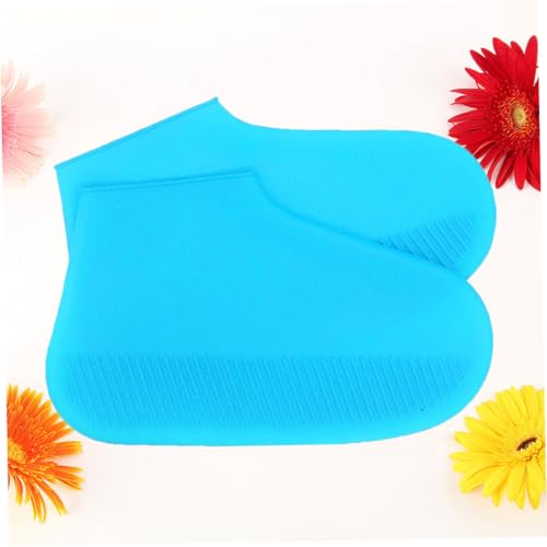 OSALADI Wiederverwendbare Silikon Überschuhe rutschfeste wasserdichte Regen Schuhüberzieher Outdoor Laufüberschuhe S Himmelblau für Camping Garten Spaziergänge von OSALADI