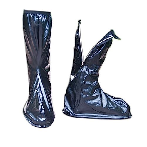 OSALADI wasserdichte Wiederverwendbare Regenüberschuhe Herren Hohe PVC Schuhüberzieher mit Reißverschluss rutschfest und Faltbar Schutz vor Nässe und Schlamm Schwarz von OSALADI