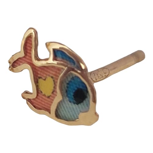 OSAT PARIS JEWELRY Ohrringe für Kinder, Mädchen, hypoallergen, 9 Karat Gelbgold, Fischform, 5x7 mm, Gelbgold Silikon Emaille von OSAT PARIS JEWELRY