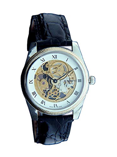OSCO Herren-Armbanduhr Analog Automatik mit Lederarmband (Weiss) von OSCO