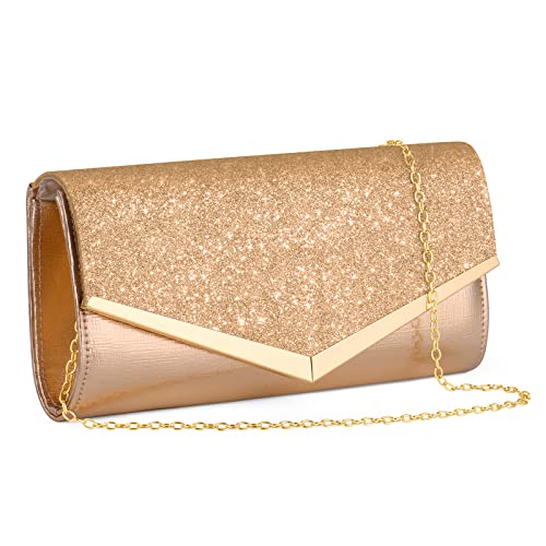 OSDUE Kettentasche, Clutch Damen, Glitzer Abendtasche, Elegante Envelope Tasche Kettentasche Schultertaschen für Hochzeit Party Freizeit Date von OSDUE