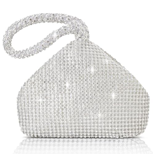 OSDUE Modische Abend Clutch, Clutch Damen, Handgelenktasche, Glitzer Abendtasche, für Abschlussball, Cocktailparty, Hochzeit, Verlobung (Silber) von OSDUE