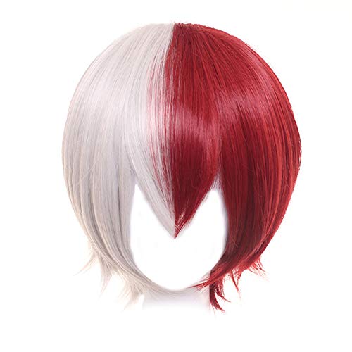 OSIAS Anime Cosplay Perücke, Halloween Perücke, mit kostenlosem Perückenständer(Todoroki Shouto) von OSIAS