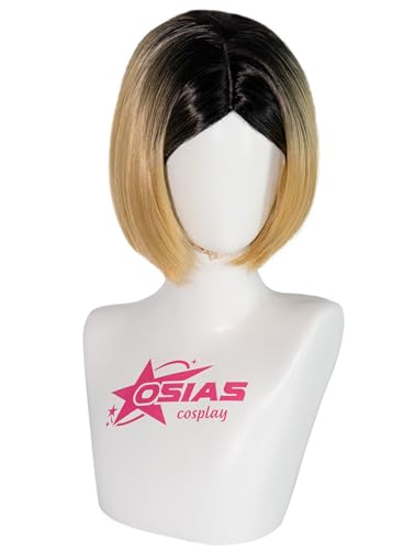 OSIAS Kenma Kozume Kurze Perücke Schwarz zu Gold Ombre Synthetisch Hitzebeständig von OSIAS