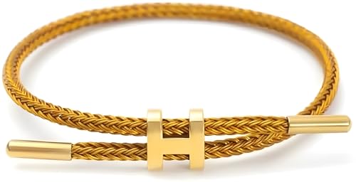 OSIRIDEH2 Armband mit verstellbarem Design, polierte H-förmige Schnalle, Armbänder für Damen, 18 Karat vergoldete Schnalle, Titan-Stahldraht, Damen-Geschenk, Schmuck, Large, Titan, Kein Edelstein OSIRIDEH2 Armband mit verstellbarem Design, polierte H-förmige Schnalle, Armbänder für Damen, 18 Karat vergoldete Schnalle, Titan-Stahldraht, Damen-Geschenk, Schmuck, Large, Titan, Kein Edelstein von OSIRIDEH2