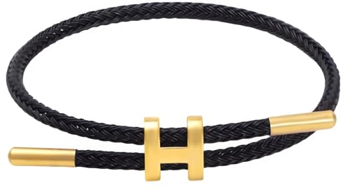 OSIRIDEH2 Armband mit verstellbarem Design, polierte H-förmige Schnalle, Armbänder für Damen, 18 Karat vergoldete Schnalle, Titan-Stahldraht, Damen-Geschenk, Schmuck, Large, Titan, Kein Edelstein OSIRIDEH2 Armband mit verstellbarem Design, polierte H-förmige Schnalle, Armbänder für Damen, 18 Karat vergoldete Schnalle, Titan-Stahldraht, Damen-Geschenk, Schmuck, Large, Titan, Kein Edelstein von OSIRIDEH2