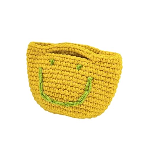 17x13CM Japanische Süße Süße Gestrickte Smiley Gesicht Mini Handgemachte Häkeln Handtaschen Tasche Für Frauen Münze Schlüssel Taschen Handtasche Geldbörse von OSKOUR