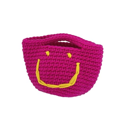 17x13CM Japanische Süße Süße Gestrickte Smiley Gesicht Mini Handgemachte Häkeln Handtaschen Tasche Für Frauen Münze Schlüssel Taschen Handtasche Geldbörse von OSKOUR