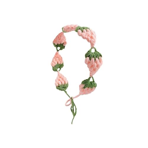 Blle handgewebte Erdbeere, handgefertigt, gehäkelt, Haarbandana, Haarschal, Dreiecks-Stirnbänder, Häkel-Haarband, Kopftuch für Frauen und Mädchen von OSKOUR