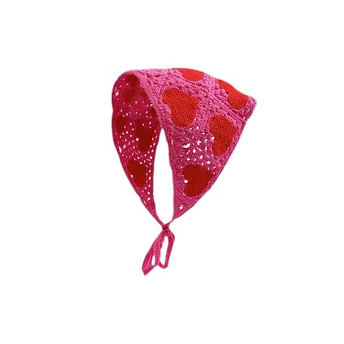 Rote Blumen Liebe Herz handgemachte häkeln Haar Bandana Haar Schal Dreieck Stirnbänder häkeln Haarband Kopftuch für Frauen Mädchen von OSKOUR