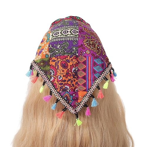 Totem-Spitze gehäkeltes Haar-Bandana, dreieckiger Schal mit Quaste, dreieckige Stirnbänder, gehäkeltes Haarband, Kopftuch für Frauen und Mädchen von OSKOUR