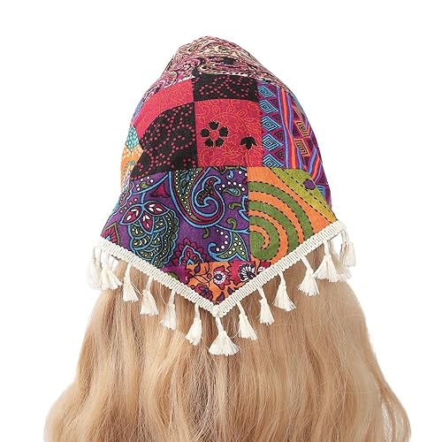 Totem-Spitze gehäkeltes Haar-Bandana, dreieckiger Schal mit Quaste, dreieckige Stirnbänder, gehäkeltes Haarband, Kopftuch für Frauen und Mädchen von OSKOUR