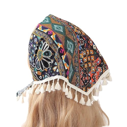 Totem-Spitze gehäkeltes Haar-Bandana, dreieckiger Schal mit Quaste, dreieckige Stirnbänder, gehäkeltes Haarband, Kopftuch für Frauen und Mädchen von OSKOUR