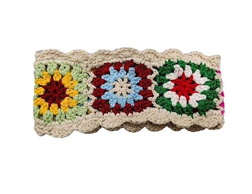 Vintage Boho Blume Häkeln Haar Bandana Haar Schal Stirnbänder Häkeln Haarband Kopftuch Für Frauen Mädchen Schals von OSKOUR