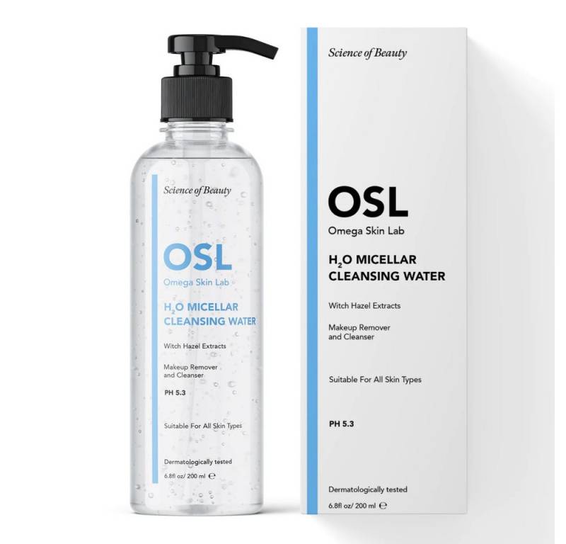 OSL Omega Skin Lab Augen-Make-up-Entferner OSL H2O Mizellen-Reinigungswasser 200 ml, täglicher Gesichtsreiniger m von OSL Omega Skin Lab