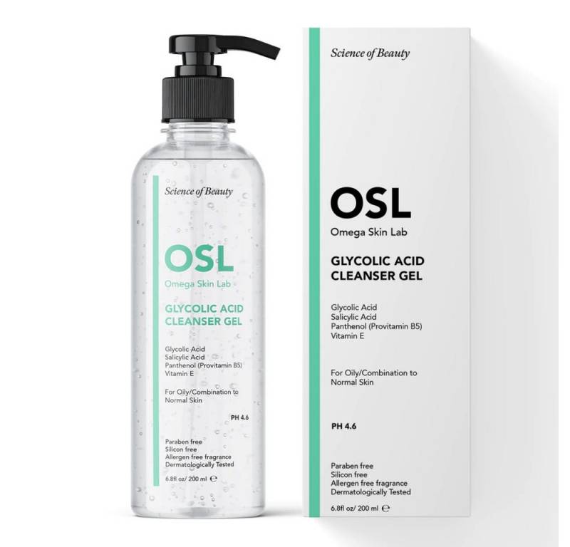OSL Omega Skin Lab Gesichtsöl OSL Glycolic Acid Cleanser Jel 200ML – Reiniger für fettige Haut mit S von OSL Omega Skin Lab
