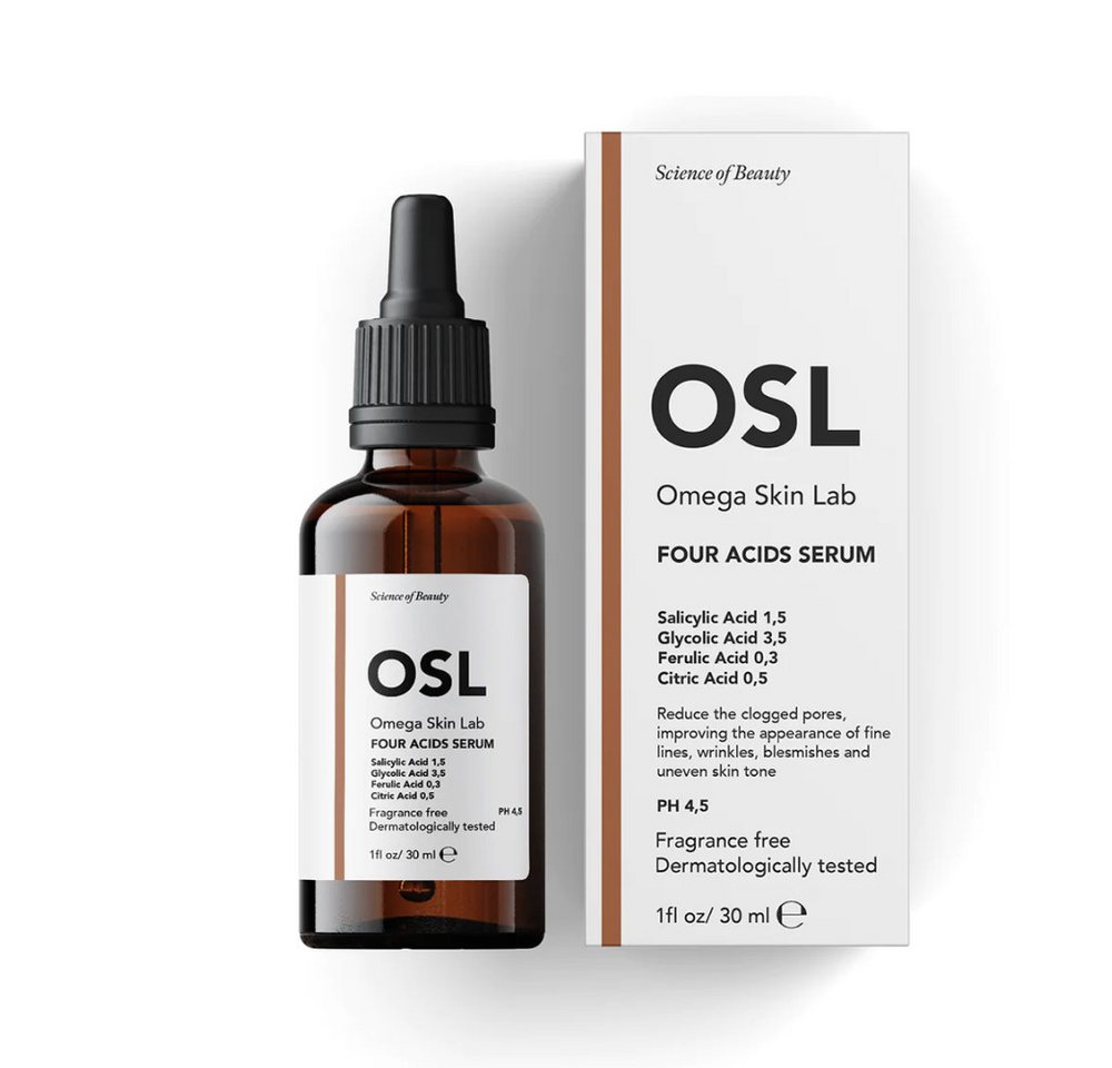 OSL Omega Skin Lab Gesichtsserum OSL Four Acids Serum 30 ml – Salicylsäure %1,5, Zitronensäure %0,5, Gl OSL Omega Skin Lab Gesichtsserum OSL Four Acids Serum 30 ml – Salicylsäure %1,5, Zitronensäure %0,5, Gl von OSL Omega Skin Lab