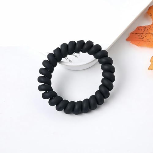 Pferdeschwanz elastische Haarbänder Gummi-Haargummis Bundle Scrunchies Telefondraht Haarschmuck Haarbänder Frauen Stirnband-Mattschwarz_a von OSMARI