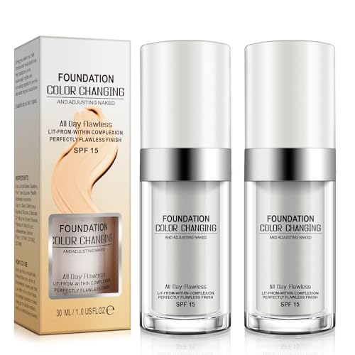 TLM Farbwechsel-Foundation 2PCS, SPF 15, Perfekter Makellos-Teint, 60 ml, Flüssige Grundierung von OSNCG