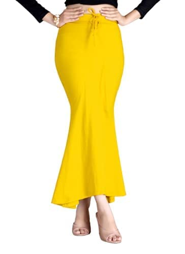 OSNICA Saree Shapewear Petticoat for Women, Cotton Blended,Petticoat,Skirts for Women,Shape Wear Dress for Saree One Size (M-L Size) (Yellow) von OSNICA