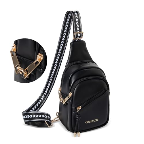 OSOCE Umhängetasche Damen Diebstahlsicher mit RFID Schutz Anti-Diebstahl Gürteltasche aus PU Leder als Praktischer Sling Bag(Black, S) von OSOCE