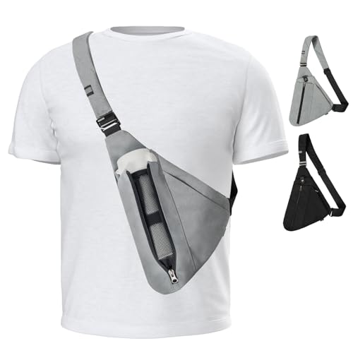 OSOCE Diebstahlsichere RFID-Brusttasche Unisex - Umhängetasche für Damen & Herren mit Anti-Diebstahl Reißverschluss - Leichte Crossbody Bag für Reisen, Sport, Alltag (Grau, XL) von OSOCE