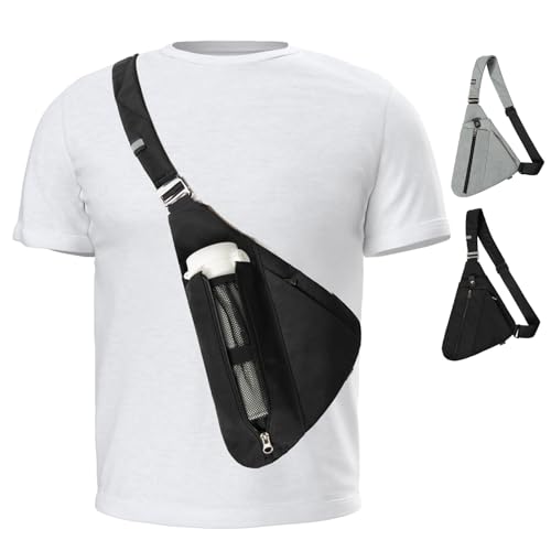 OSOCE Diebstahlsichere RFID-Brusttasche Unisex - Umhängetasche für Damen & Herren mit Anti-Diebstahl Reißverschluss - Leichte Crossbody Bag für Reisen, Sport, Alltag (Schwarz, 2XL) von OSOCE