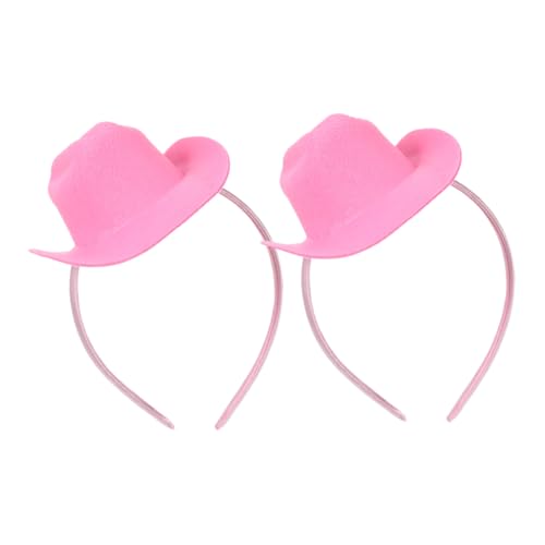 OSOLADY 2stücke Rosa Cowgirl Hut Stirnband Western Square Dance Kostüm Zubehör Mini Cowboy Hut Kopfbedeckung Für Damen von OSOLADY
