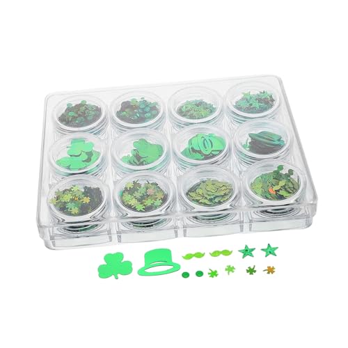 OSOLADY 1 Box Grüner Maniküre Schmuck St Patricks Day Aufkleber Nagel DIY Glitzer Grüner St Patricks Day Glitzeraufkleber Glitzernd St Patricks Day Maniküre Irisches Maniküre Zubehör von OSOLADY