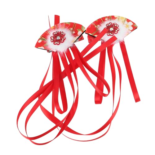 OSOLADY Japanische Haarnadel Mit Fächerblumen Und Quaste Kopfbedeckung Im Vintage-stil Haarschmuck Für Frauen Und Mädchen Aus Stoff Und Metall von OSOLADY